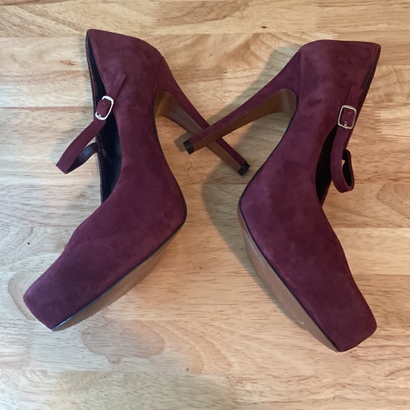 BCBG Suede Leather Platform MaryJane Paulie Heels - Picture 9 of 14